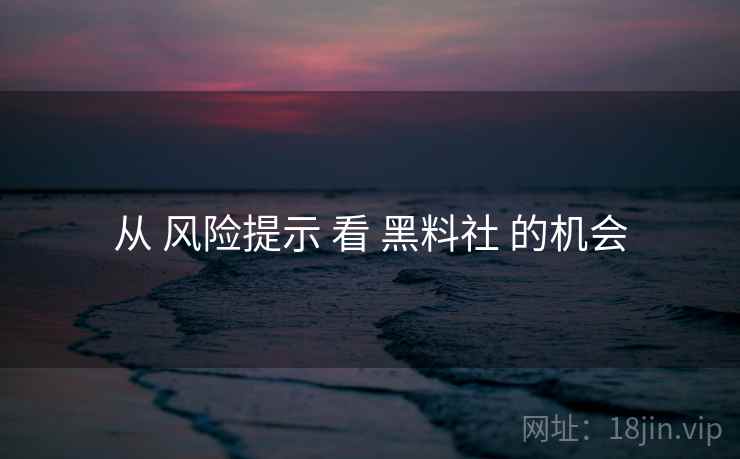 从 风险提示 看 黑料社 的机会